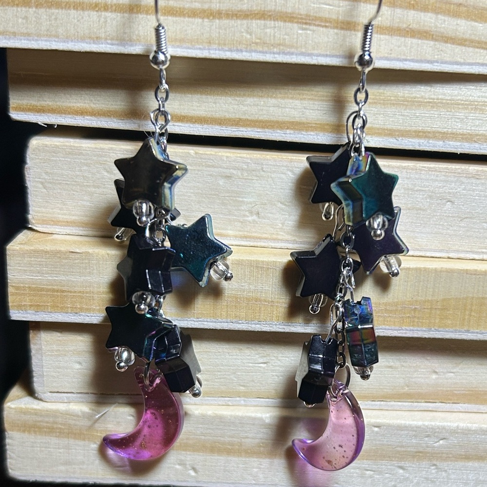 3/$25 Star and Moon Dangle Earrings - Picture 2 of 5